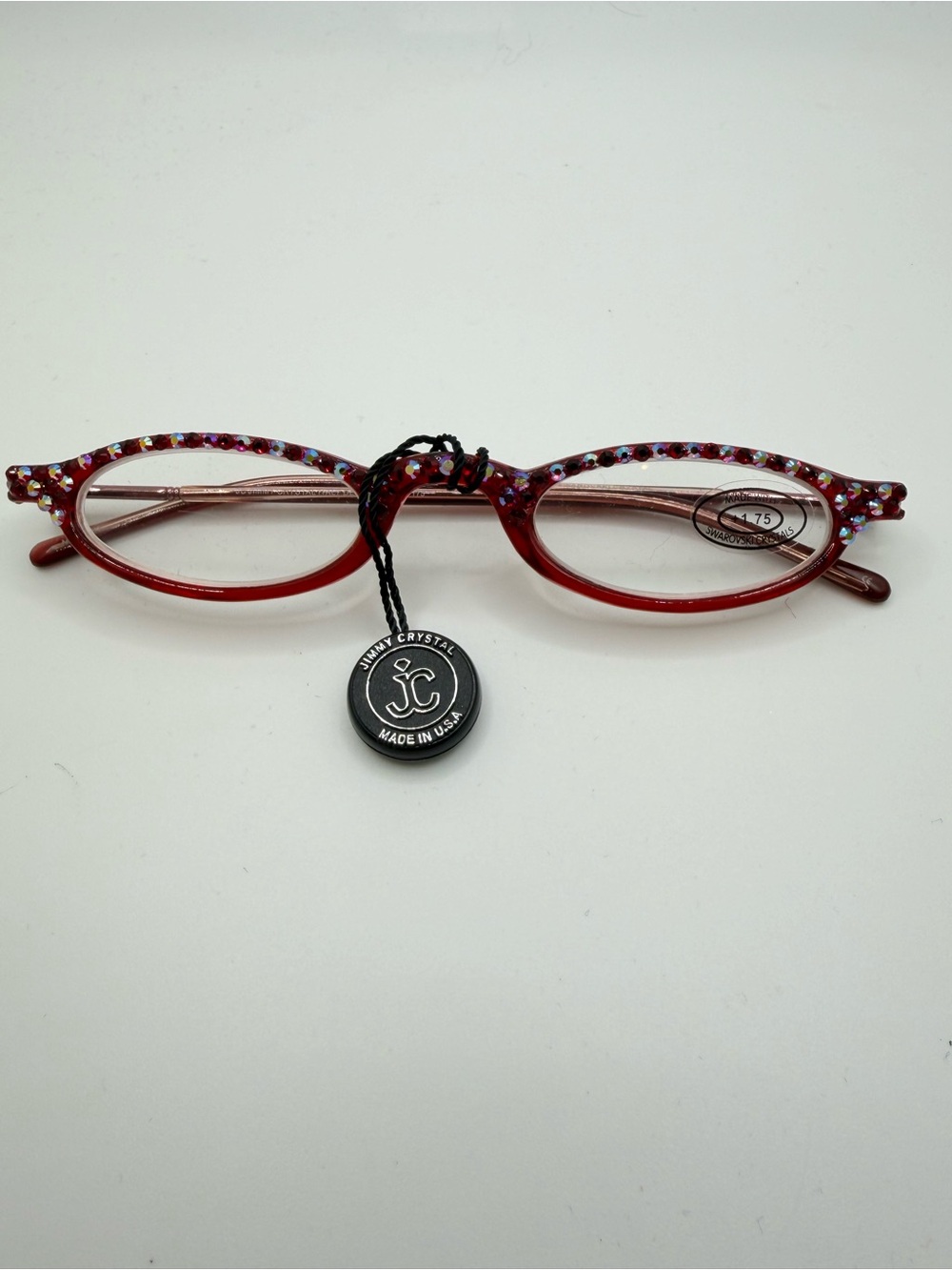 NWT Jimmy Crystal Small Red Swarovski Crystal Studded Readers +1.75